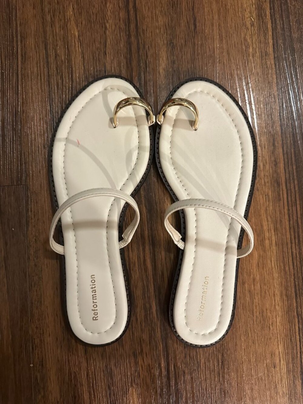 Reformation Cassandra Cream Toe Ring Sandals 6 5